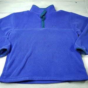 Women’s Vintage LL Bean Fleece Jacket Snap T Pullover Size XL Blue USA Made